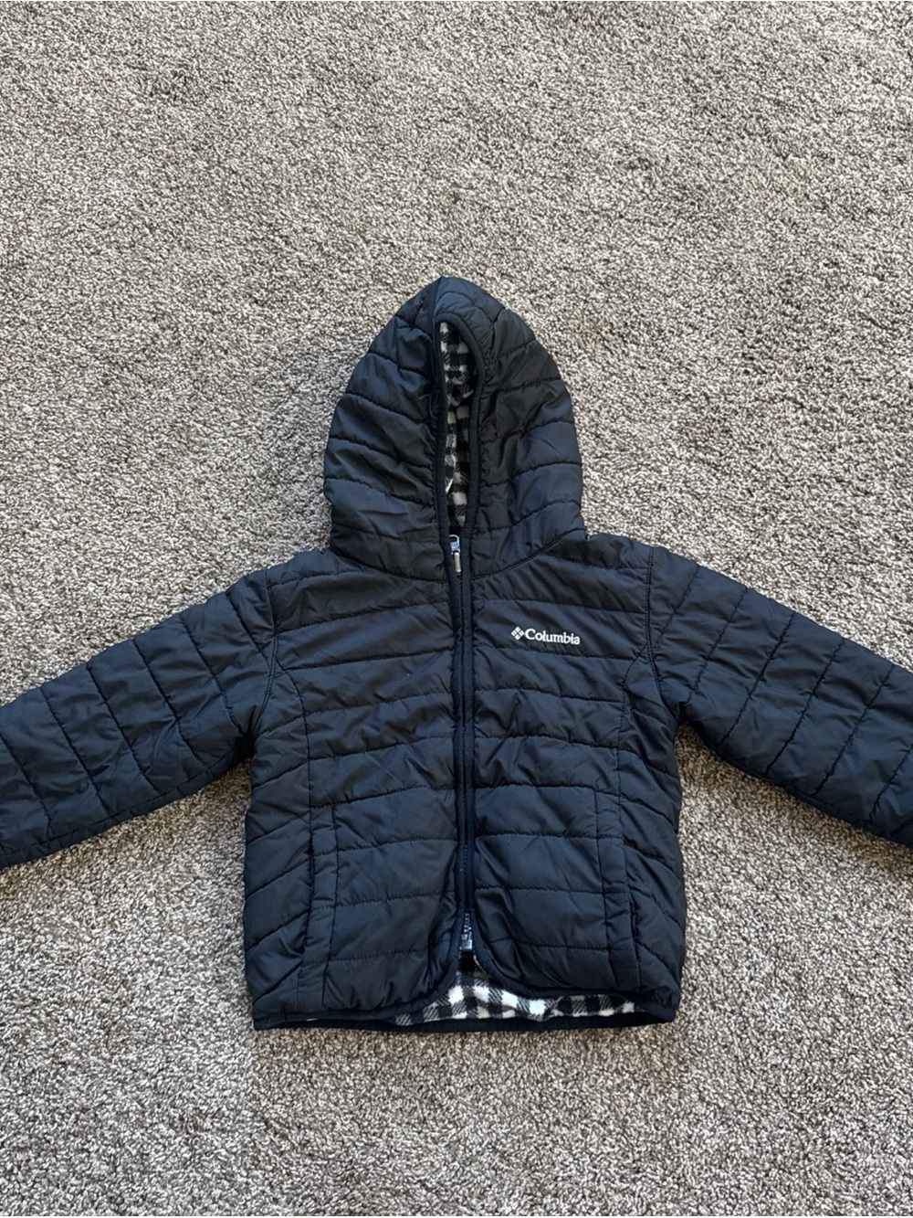 Columbia Omni-Shield 3T Toddler Black Quilted Hooded Fleece Lined Jacket EUC
